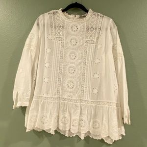 Zara Embroidered White Blouse